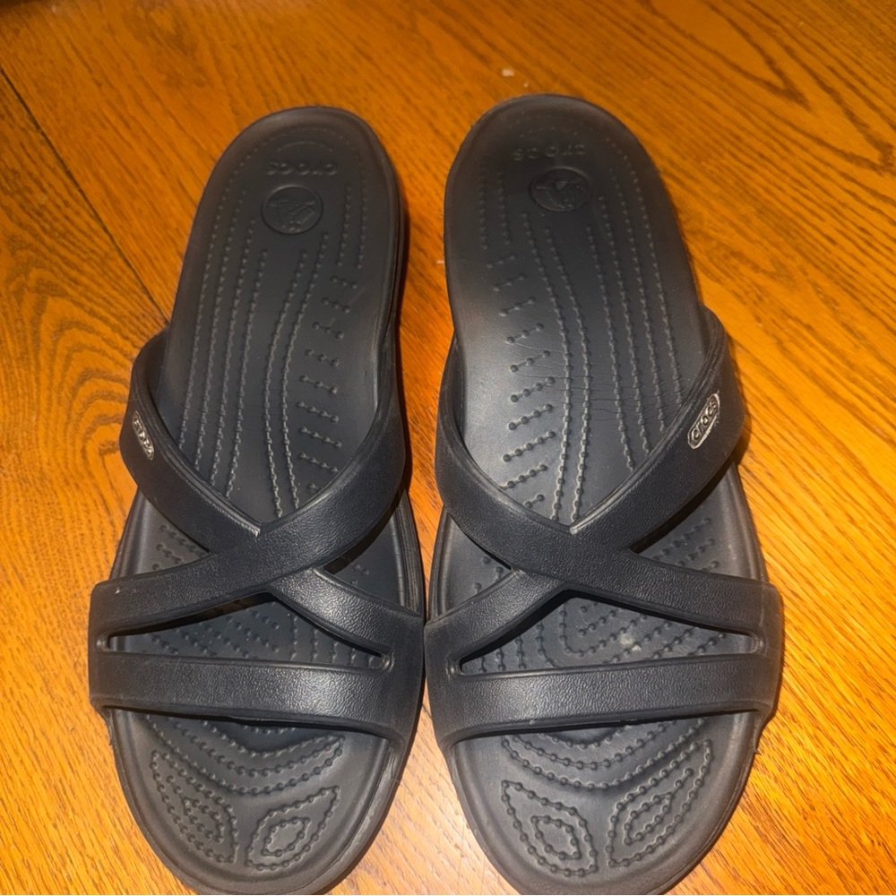 CROCS Black Patricia II Criss-Cross Slide Sandals